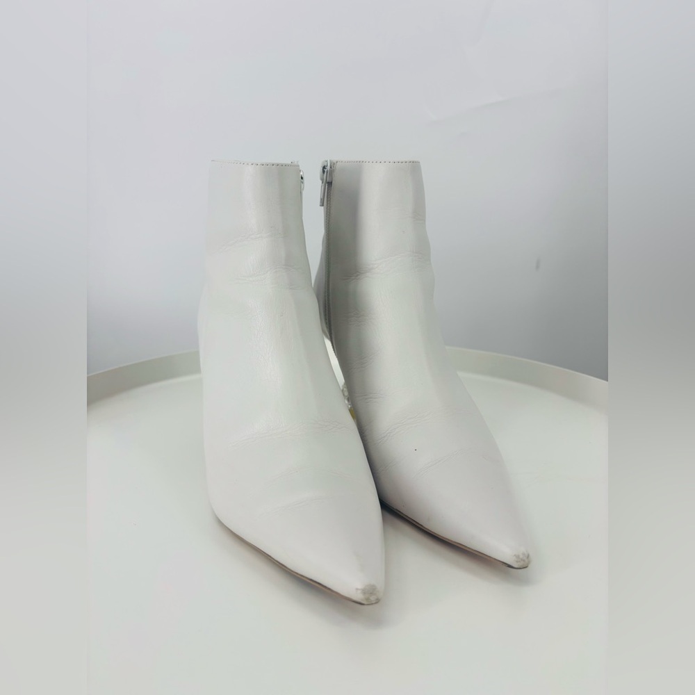 Tony‎ Bianco Leather Glam Booties in Milk Capresso Crystal Heel White Cream 6